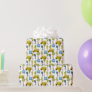 Papel De Regalo Luces de tráfico de autobuses escolares y travesía