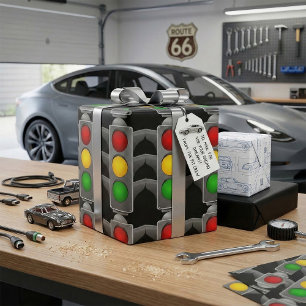 Papel De Regalo Luces de Tráfico Rojo Amarillo Verde Señal