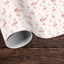 Papel De Regalo Luces divertidas de flamencos rosados para Navidad