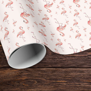 Papel De Regalo Luces divertidas de flamencos rosados para Navidad