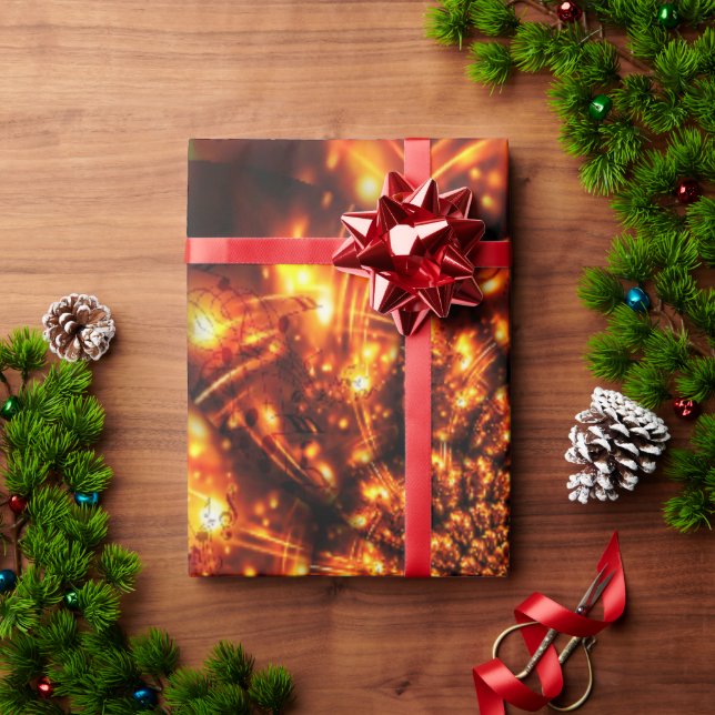 Papel De Regalo Luces Doradas Brillantes (Regalo de vacaciones)