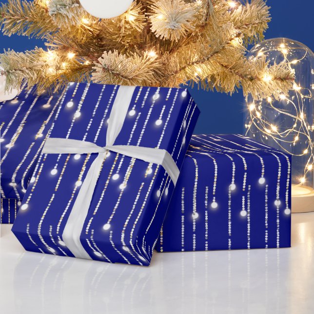 Papel De Regalo Luces esparkling de oro y plata para navidades (Vacaciones)