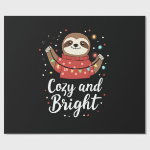 Papel De Regalo Luces Navideñas de Perezoso Acogedoras y Brillante