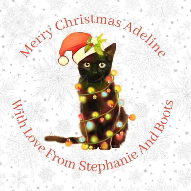 Papel De Regalo Luces personalizadas de Navidades de gato negro (Subido por el creador)
