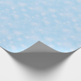 Papel De Regalo Luces y copos de nieve, Lt Blue - navidad