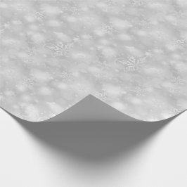 Papel De Regalo Luces y copos de nieve, plata - navidad