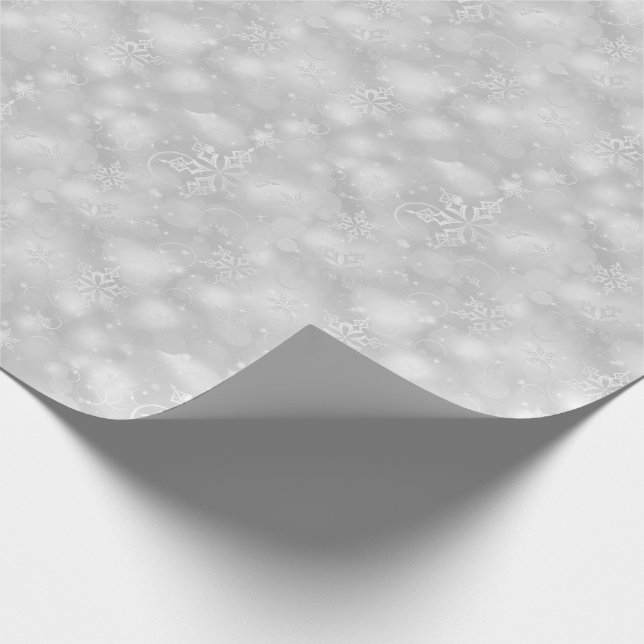 Papel De Regalo Luces y copos de nieve, plata - navidad (Esquina)