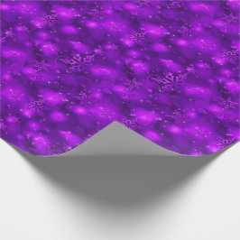 Papel De Regalo Luces y copos de nieve, púrpura - navidad