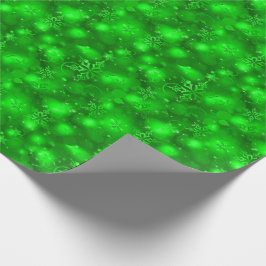 Papel De Regalo Luces y copos de nieve, verde - navidad