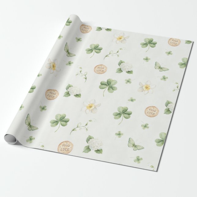 Papel De Regalo Lucky Charm St Patricks Lucky Little Shamrock baby (Desenrollado)