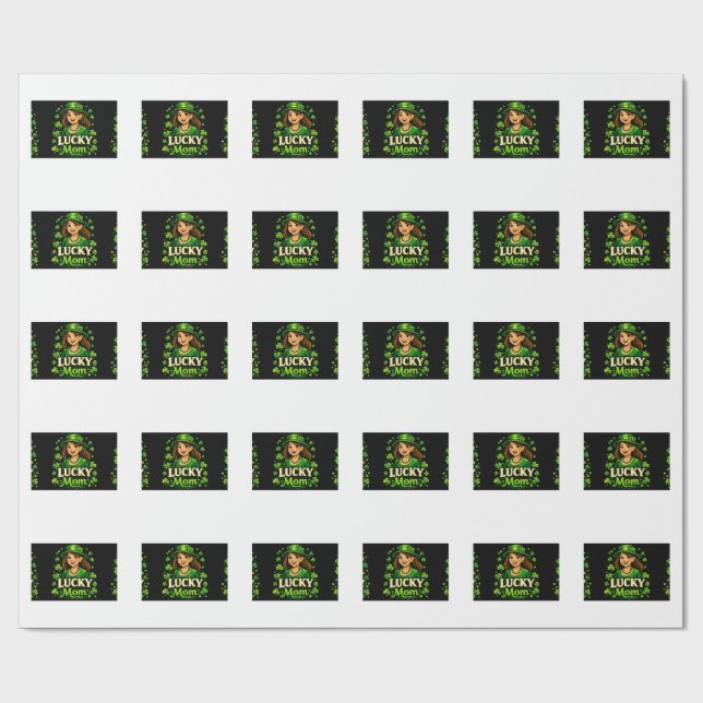 Papel De Regalo Lucky Mom – St. Patrick’s Day Clover Design (Superficie plana)