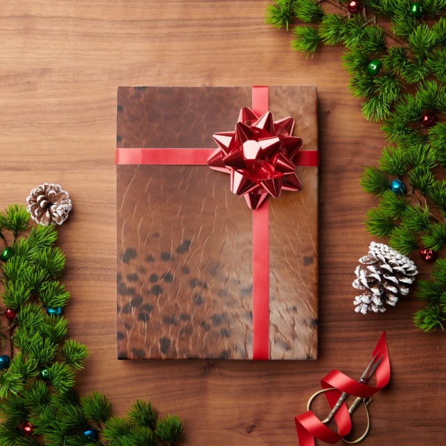 Papel De Regalo Lugares de leopardo de cuero marrón (Regalo de vacaciones)