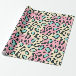 Papel De Regalo Lugares de leopardo rosa pastel retro