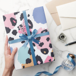 Papel De Regalo Lugares encantadores de leopardo pastel