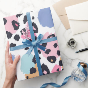 Papel De Regalo Lugares encantadores de leopardo pastel