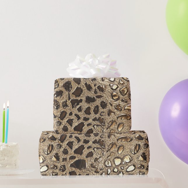 Papel De Regalo Lugares metálicos de Leopardo de oro (Regalos de fiesta)