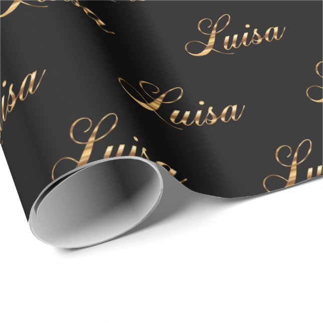 Papel De Regalo Luisa gold Design Lettering Geschenkpapier (Esquina del rollo)