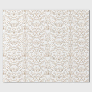 Papel De Regalo Lujo Dorado Damask Sin Costuras