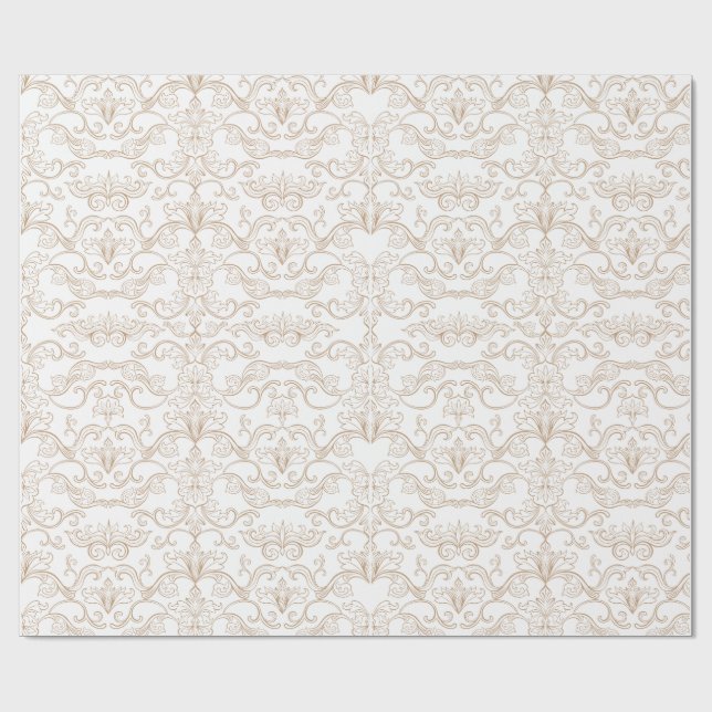Papel De Regalo Lujo Dorado Damask Sin Costuras  (Superficie plana)
