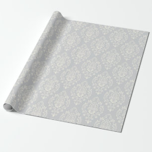 Papel De Regalo Lujo elegante del patrón de damasco plateado