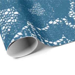 Papel De Regalo Lujo Floral Lace Verde azulado Marina Azul Acuátic