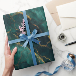 Papel De Regalo Lujo Mármol Esmeralda Oro Verde Patrón Abstracto