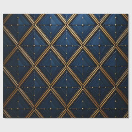 Papel De Regalo Lujo Navy Oro Geométrico Diamante Envolvente
