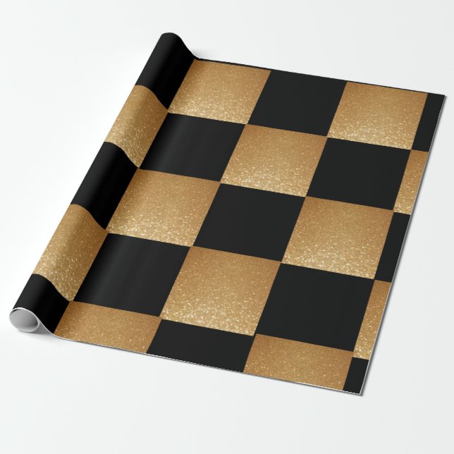 Papel De Regalo Lujo negro y oro 2022 (Desenrollado)