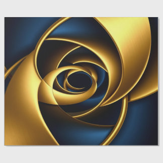 Papel De Regalo Lujo Oro y Azul Marino Espiral Abstracto Elegante