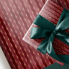 Papel De Regalo Lujo Vintage Rayas de oro rojo oscuro