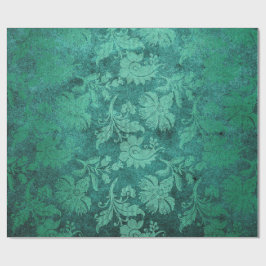 Papel De Regalo Lujoso damasco vintage esmeralda y verde bosque