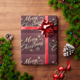 Papel De Regalo Lujoso guión 'Feliz Navidad' con lámina de oro