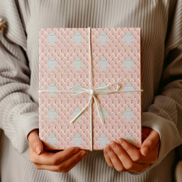 Papel De Regalo Lujoso Monograma Acabado en Rosa Dorado