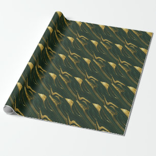Papel De Regalo Lujoso Onyx Verde: Mármol Dorado.
