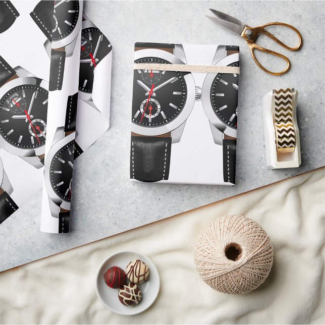 Papel De Regalo Lujoso reloj de cronograma negro con estilo (Subido por el creador)