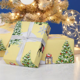 Papel De Regalo Lujoso Reno de Navidad Árbol de Navidad Caprichoso