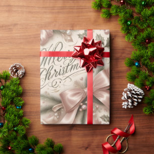 Papel De Regalo Lujoso Rosa de Oro Feliz Navidad