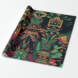 Papel De Regalo Lujoso Verde azulado "Ancestral Paradigm" Festive