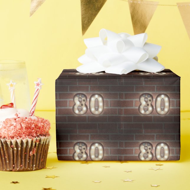 Papel De Regalo Luminando Marqués 80 cumpleaños en ladrillo (Fiesta de cumpleaños )