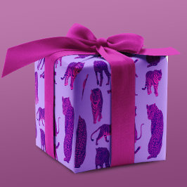 Papel De Regalo Luminoso morado y brillante patrón de leopardo y t