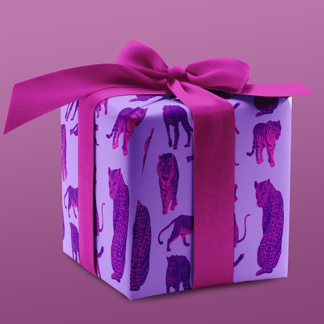 Papel De Regalo Luminoso morado y brillante patrón de leopardo y t (Subido por el creador)