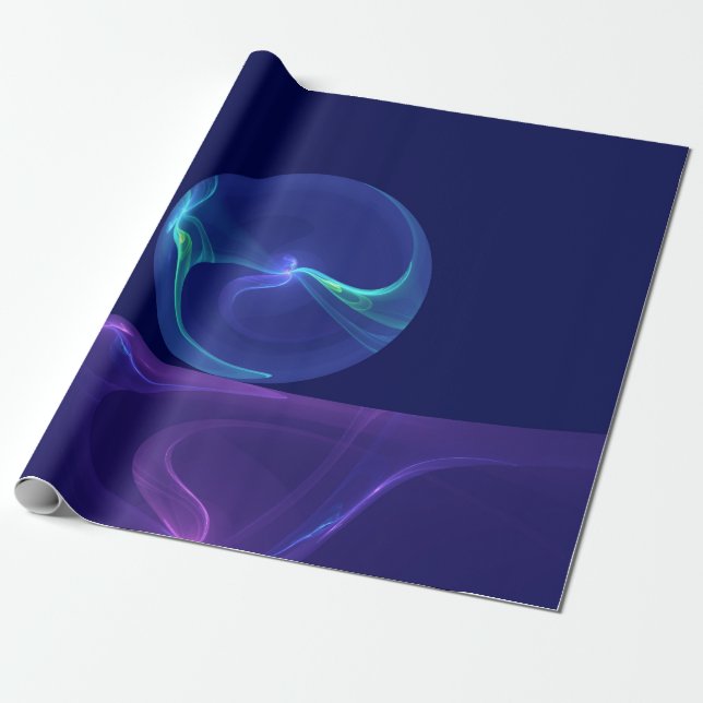 Papel De Regalo Luminoso sueño morado azul abstracto arte fractal (Desenrollado)