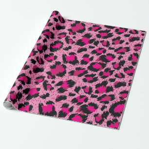 Papel De Regalo Luminoso y lujoso patrón de leopardo rosa.