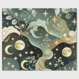 Papel de Regalo - Luna Celeste Verde Salvia