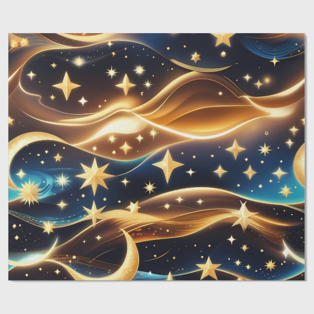 Papel de Regalo - Luna Celestial Ámbar (Superficie plana)