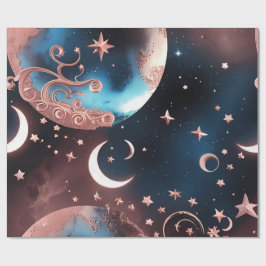 Papel de Regalo – Luna Celestial Rosa Dorado