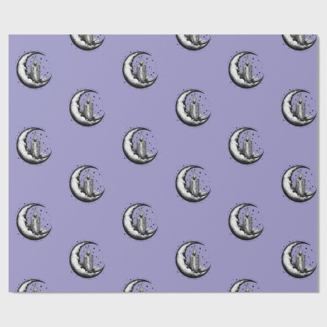 Papel De Regalo Luna con Vela Encendida (Superficie plana)