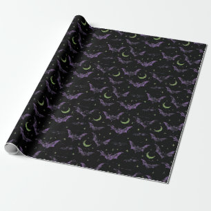 Papel De Regalo Luna de Halloween y murciélagos Temporada espeluzn
