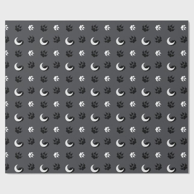 Papel de regalo Luna Lobo Gris (Superficie plana)