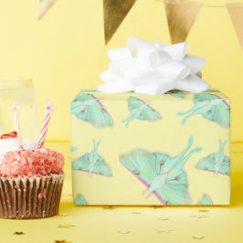 Papel De Regalo Luna Moth en amarillo
